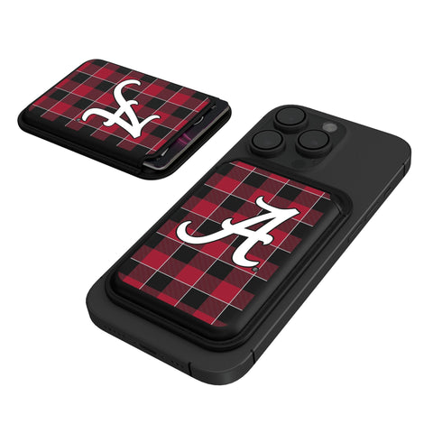 Alabama Crimson Tide Plaid Black Magnetic Credit Card Wallet-0