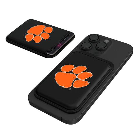 Clemson Tigers Insignia Black Magnetic Credit Card Wallet-0