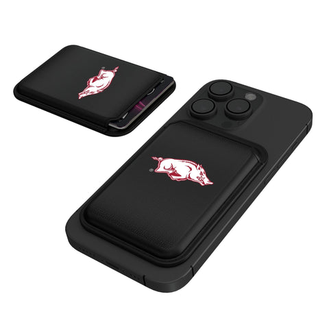University of Arkansas Fayetteville Razorbacks Linen Black Magnetic Credit Card Wallet