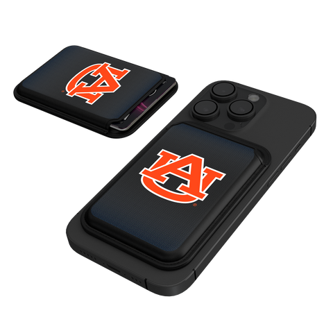 Auburn Tigers Linen Black Magnetic Credit Card Wallet-0