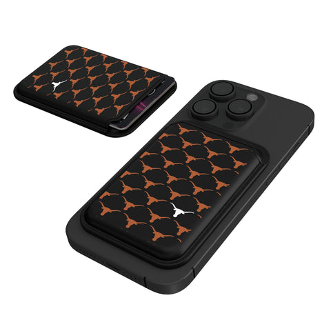 University of Texas Longhorns Fashion Pattern Black Magnetic Credit Card Wallet-0