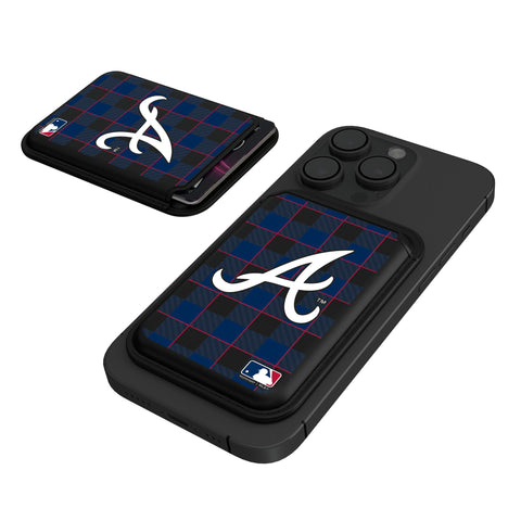 Atlanta Braves Plaid Black Magnetic Credit Card Wallet-0