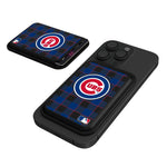 Chicago Cubs Plaid Black Magnetic Credit Card Wallet-0