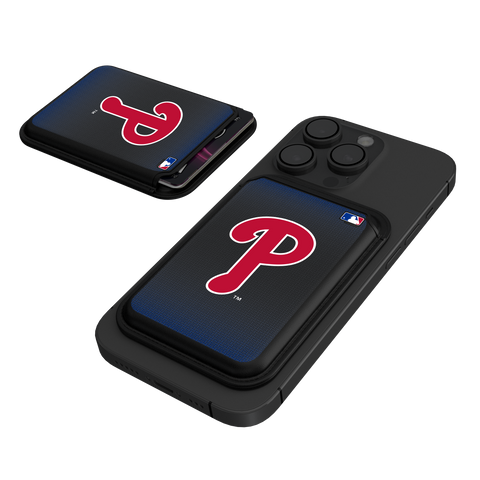 Philadelphia Phillies Linen Black Magnetic Credit Card Wallet-0