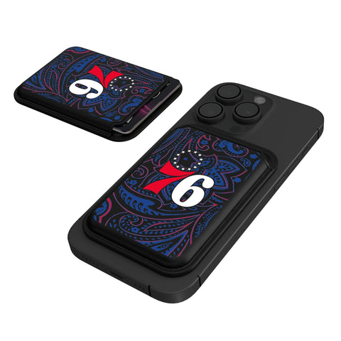 Philadelphia 76ers Paisley Black Magnetic Credit Card Wallet-0