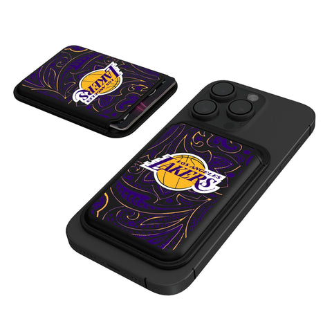 Los Angeles Lakers Paisley Black Magnetic Credit Card Wallet-0