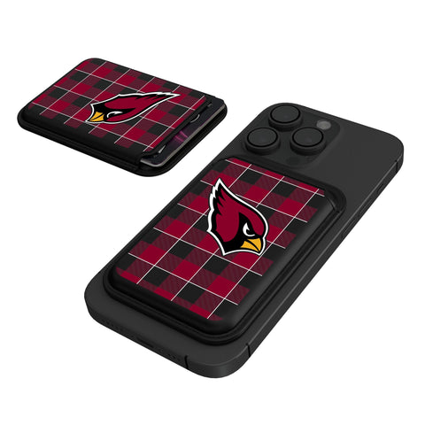 Arizona Cardinals Plaid Black Magnetic Credit Card Wallet-0