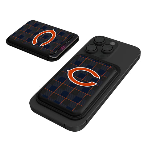 Chicago Bears Plaid Black Magnetic Credit Card Wallet-0