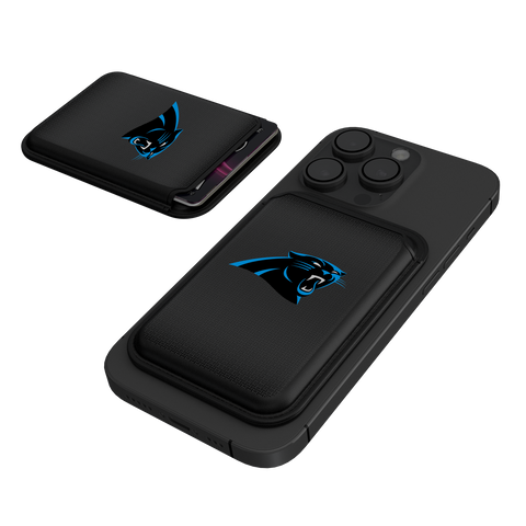 Carolina Panthers Linen Black Magnetic Credit Card Wallet-0