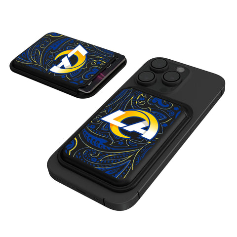 Los Angeles Rams Paisley Black Magnetic Credit Card Wallet-0