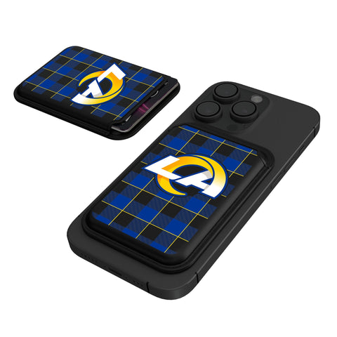 Los Angeles Rams Plaid Black Magnetic Credit Card Wallet-0
