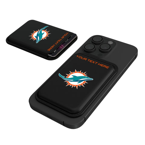 Miami Dolphins Personalized Insignia Black Magnetic Credit Card Wallet