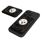 Pittsburgh Steelers Paisley Black Magnetic Credit Card Wallet-0