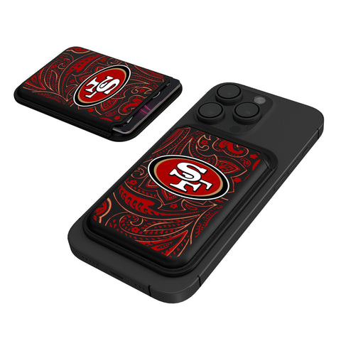 San Francisco 49ers Paisley Black Magnetic Credit Card Wallet-0