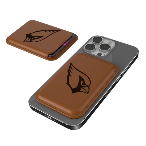 Arizona Cardinals Woodburned Brown Magnetic Credit Card Wallet-0