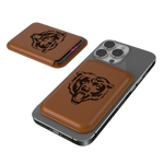 Chicago Bears Woodburned Brown Magnetic Credit Card Wallet-0