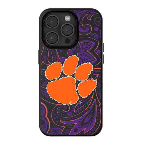 Clemson University Tigers Paisley MagSafe Compatible Phone Case for Apple iPhone