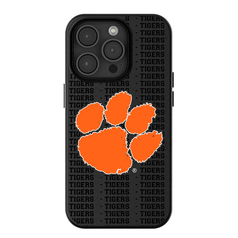 Clemson University Tigers Text Backdrop MagSafe Compatible Phone Case for Apple iPhone