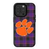 Clemson University Tigers Plaid MagSafe Compatible Phone Case for Apple iPhone
