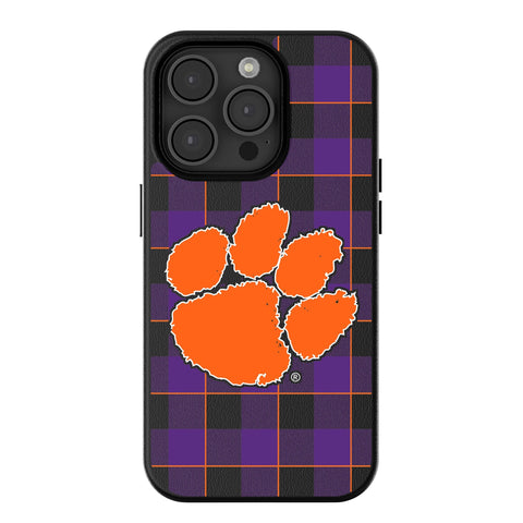 Clemson University Tigers Plaid MagSafe Compatible Phone Case for Apple iPhone
