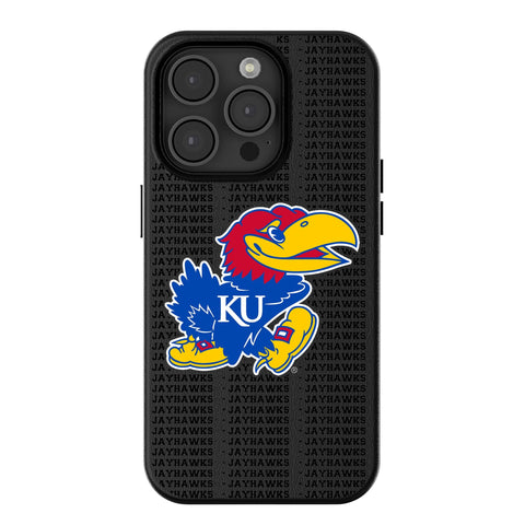 University of Kansas Jayhawks Text Backdrop MagSafe Compatible Phone Case for Apple iPhone