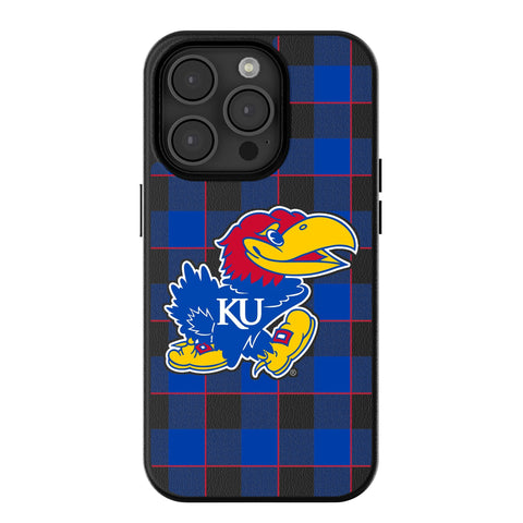 University of Kansas Jayhawks Plaid MagSafe Compatible Phone Case for Apple iPhone