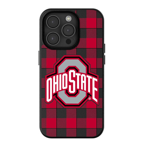 Ohio State Buckeyes Plaid Magnetic Phone Case-0