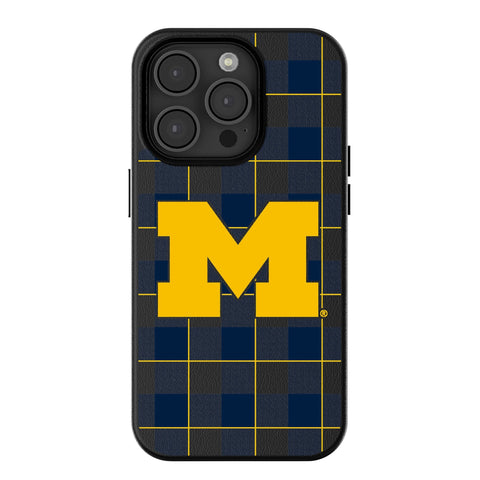 University of Michigan Wolverines Plaid MagSafe Compatible Phone Case for Apple iPhone