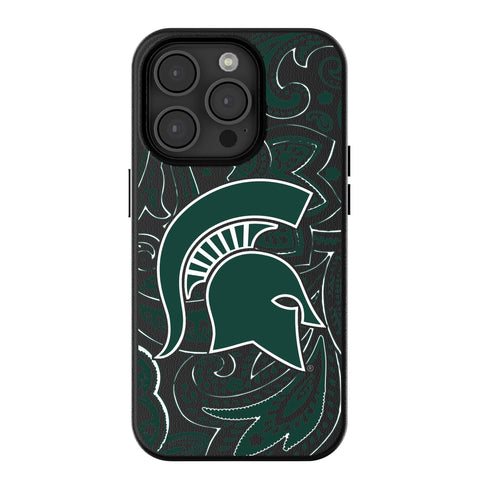 Michigan State University Spartans Paisley MagSafe Compatible Phone Case for Apple iPhone