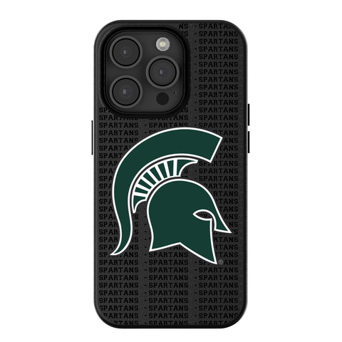 Michigan State University Spartans Text Backdrop MagSafe Compatible Phone Case for Apple iPhone