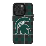 Michigan State University Spartans Plaid MagSafe Compatible Phone Case for Apple iPhone