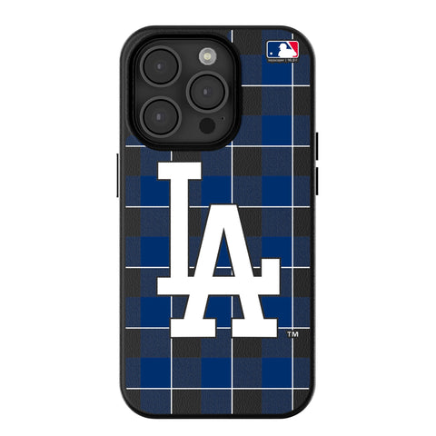 LA Dodgers Plaid MagSafe Compatible Phone Case for Apple iPhone