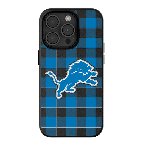 Detroit Lions Plaid MagSafe Compatible Phone Case for Apple iPhone