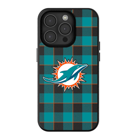 Miami Dolphins Plaid Magnetic Phone Case-0