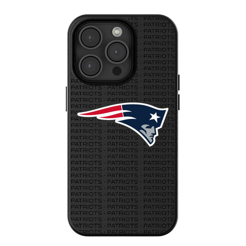 New England Patriots Text Backdrop MagSafe Compatible Phone Case for Apple iPhone