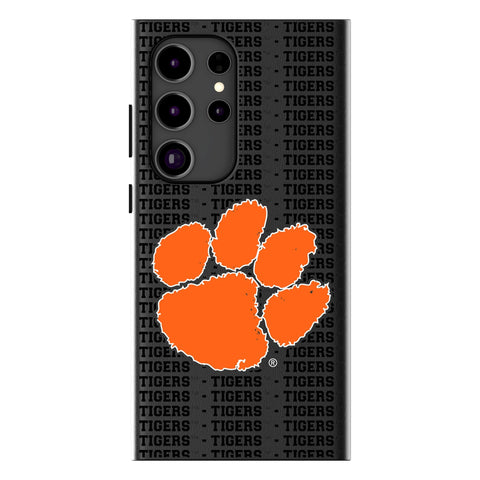 Clemson University Tigers Text Backdrop MagSafe Compatible Phone Case for Samsung Galaxy