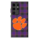 Clemson University Tigers Plaid MagSafe Compatible Phone Case for Samsung Galaxy