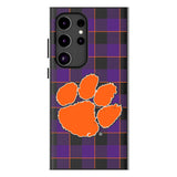Clemson University Tigers Plaid MagSafe Compatible Phone Case for Samsung Galaxy
