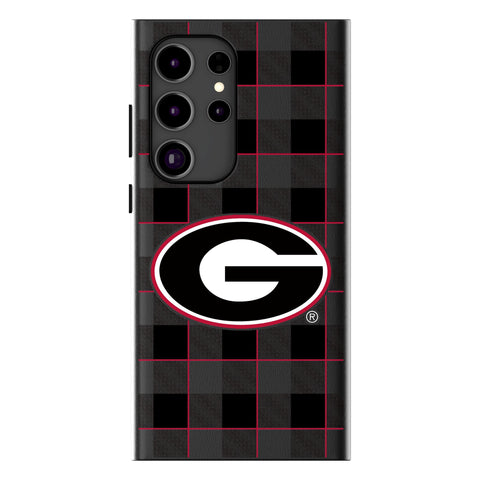 University of Georgia Bulldogs Plaid MagSafe Compatible Phone Case for Samsung Galaxy