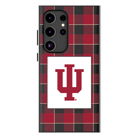 Indiana University Hoosiers Plaid MagSafe Compatible Phone Case for Samsung Galaxy