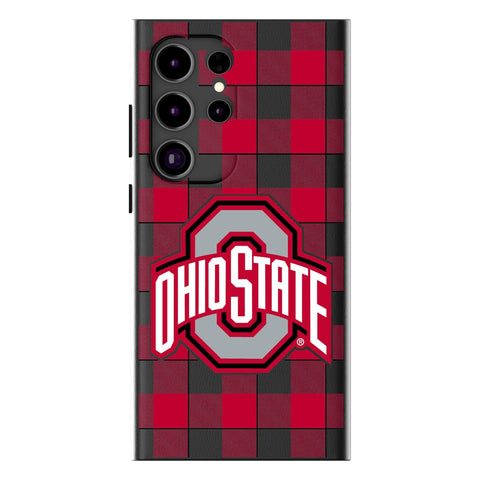 Ohio State University Buckeyes Plaid MagSafe Compatible Phone Case for Samsung Galaxy
