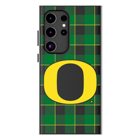 University of Oregon Ducks Plaid MagSafe Compatible Phone Case for Samsung Galaxy
