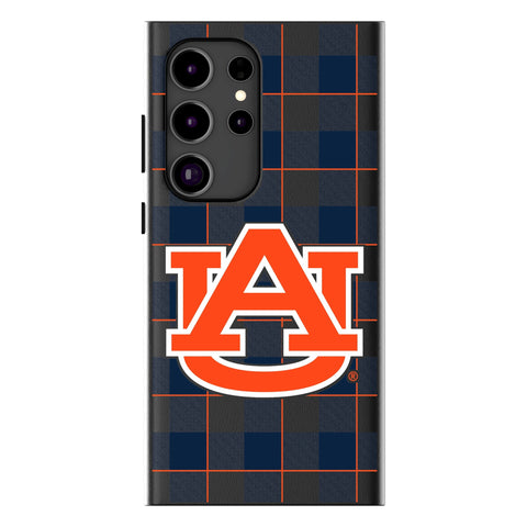 University of Auburn Tigers Plaid MagSafe Compatible Phone Case for Samsung Galaxy