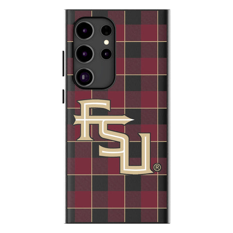 Florida State University Seminoles Athletic Wordmark Plaid MagSafe Compatible Phone Case for Samsung Galaxy