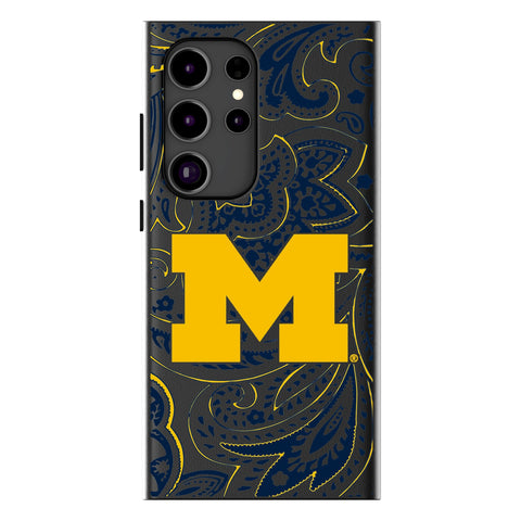 University of Michigan Wolverines Paisley MagSafe Compatible Phone Case for Samsung Galaxy