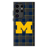 University of Michigan Wolverines Plaid MagSafe Compatible Phone Case for Samsung Galaxy