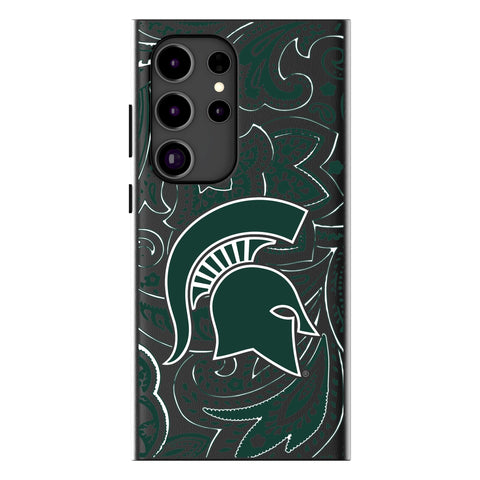 Michigan State University Spartans Paisley MagSafe Compatible Phone Case for Samsung Galaxy