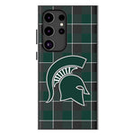 Michigan State University Spartans Plaid MagSafe Compatible Phone Case for Samsung Galaxy
