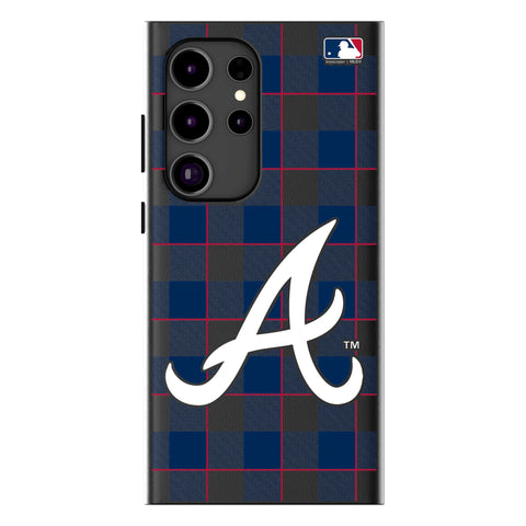 Atlanta Braves Plaid MagSafe Compatible Phone Case for Samsung Galaxy