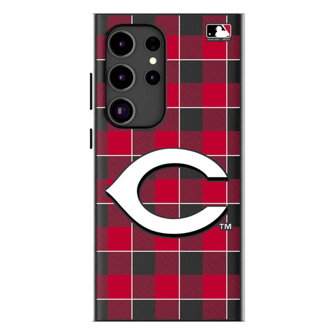Cincinnati Reds Plaid MagSafe Compatible Phone Case for Samsung Galaxy